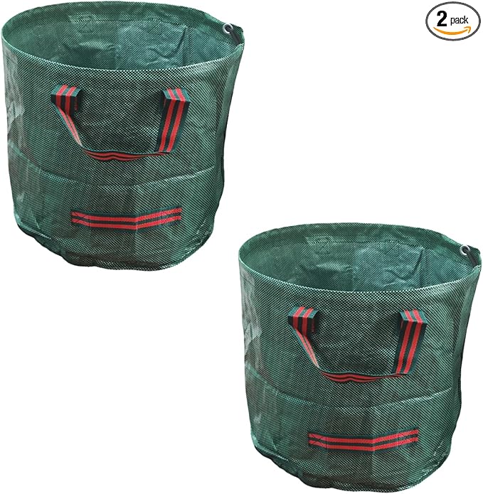 Yard Waste Bags 2 Pack 16 Gallon/72 Gallon Reusable Heavy Duty Leaf & Lawn Bags with 2 Handles for Leaves Grass Garden Debris (2x16 Gallons)