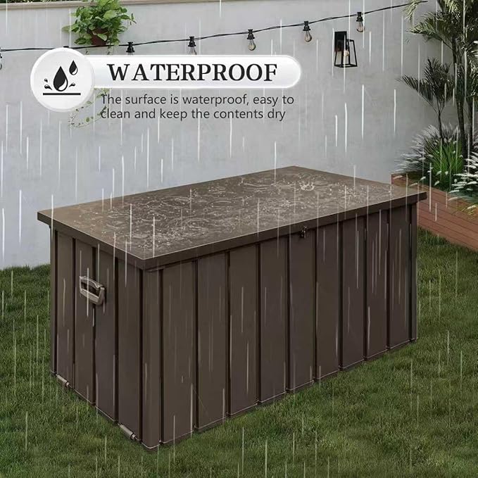 Domi 150-Gallon Outdoor Storage Box – Waterproof, Lockable Storage Cabinet for Patio Furniture, Garden Tools & Pool Supplies – Large Metal Storage for Cushions, Toys & More