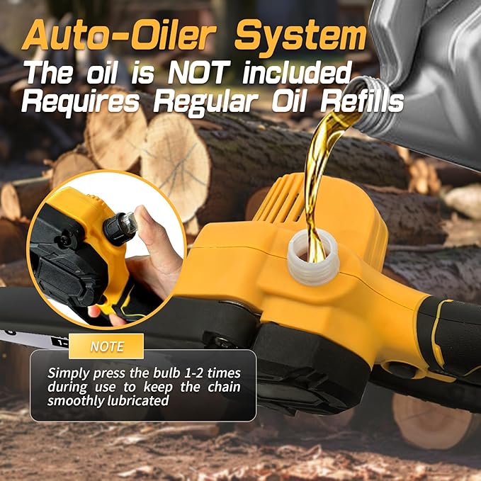 Cordless Mini Chainsaw 8 inch for Dewalt Battery 20v Max, Auto-Oiler, Hand Held Chain Saw Battery Powered for Wood Cutting, Brushless Battery Tree Saw for Tree Trimming/Pruning(Tool Only)