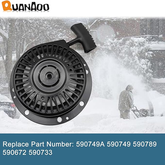 Recoil Starter Assembly 590749A fits Tecumseh 590789 590672 590733 HM100 HMSK80 HMSK85 HMSK90 HMSK100 HMSK105 HMSK110 LH318 LH358 Snow King Snow Blowers Replace 590749