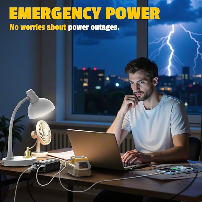 300W Power Inverter DC 20V to AC 110V Compatible with Dewalt: LIVOWALNY Battery Inverter Charger Adapter Power Converter with 2 AC & 2 USB Ports for Car, Vehicles, Laptop, Phone, String Light, Fan