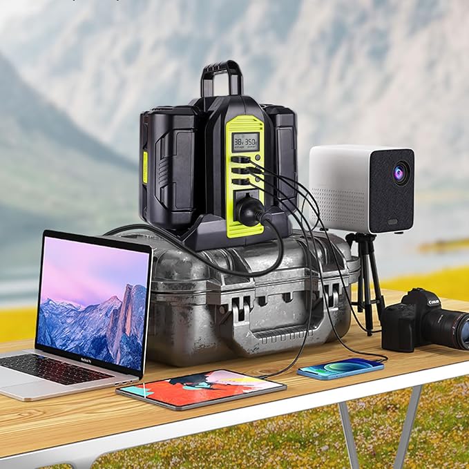 350W Power Inverter for Ryobi 40V Li-ion Batteries,2-Port Supply Inverter Generators Converter DC 40V to AC110V ~120V with LED Light,3 USB-A,1 Type-C,1DC Port, for Outdoor Travel Camping