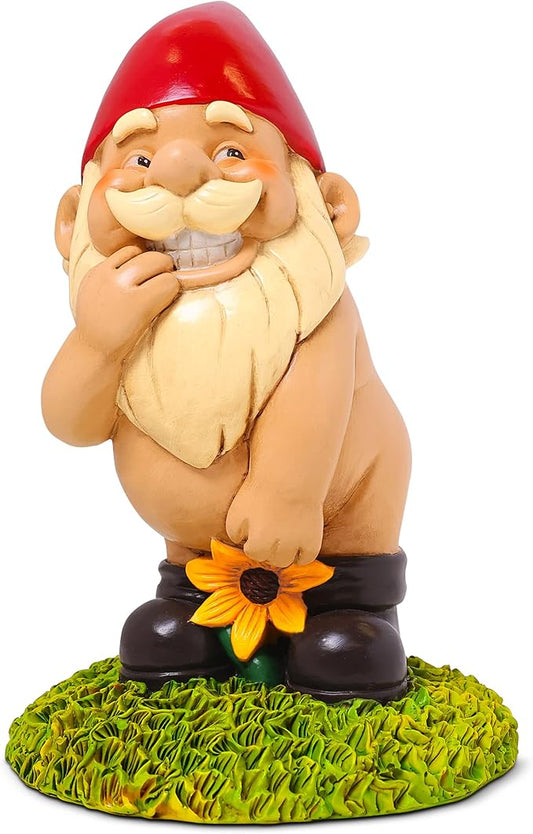 9” Naked Garden Gnome Statue – Naughty & Fun Yard Décor for Outdoor Spaces – Durable Resin Lawn Ornament – Hilarious Garden Gift for Women, Housewarming, or Backyard Decoration