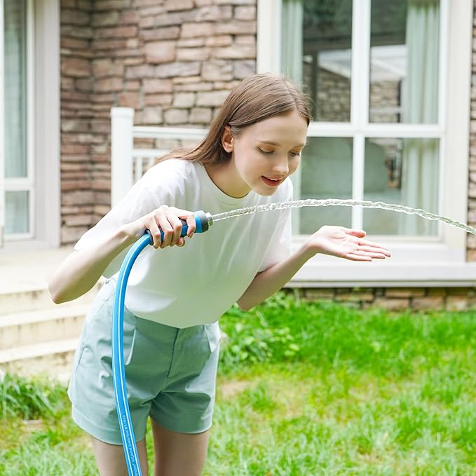 Fevone Garden Hose 55 ft., Lightweight Hybrid Water Hose, Flexible and Durable, Leak-Free Connections