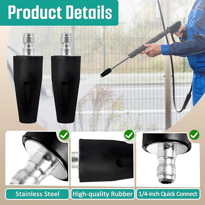 2 Pcs 2000 PSI Turbo Nozzle Pressure Washer Replacement for Greenworks 5201402, 1/4-Inch Quick Connect, Rotary Pressure Washer Nozzle