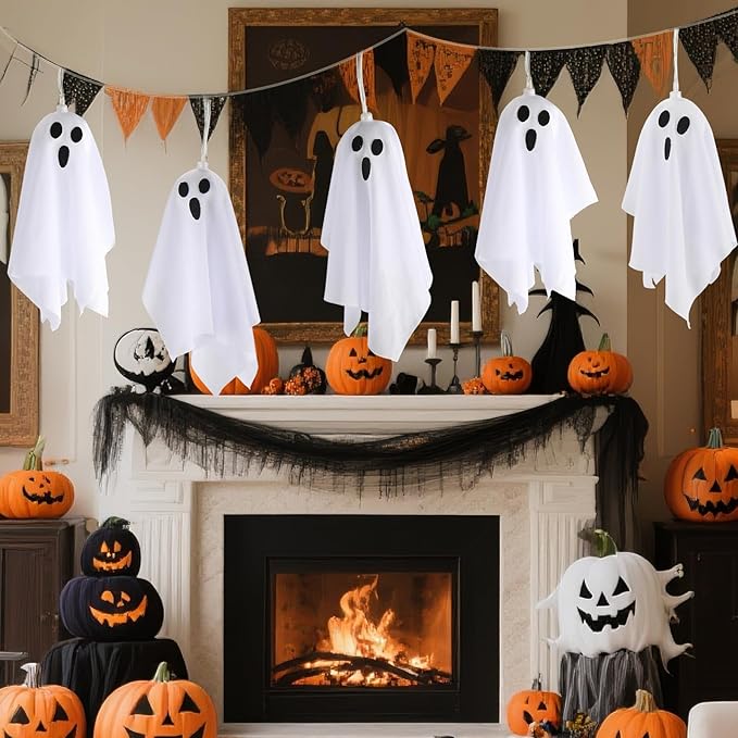 10p Halloween Decorations Outdoor,Ghost Decoration with Remote Control String Lights,Halloweens Party Decoration Indoor Porches Yards Gardens Lawn