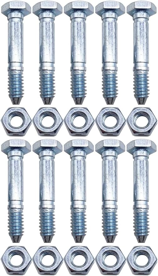 for 53200500 Snow Blower Shear Bolt 10 Pack Replaces 510016 532005 51001600 59071 510016 01036500 1/4" Diameter Fits Compact Two-Stage Snow blowers
