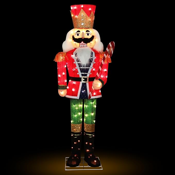 VEIKOU 5 FT Lighted Nutcracker Outdoor Christmas Decorations, Christmas Decoration Outside with 100 Lights, Holiday Outdoor Decor for Yard, Patio, Lawn