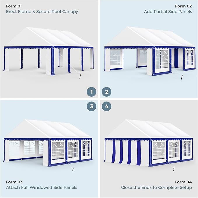 GREEN PARTY 16x20FT Party Tent Heavy Duty, Large Wedding Event Shelters with 3 Carry Bags & Removable Sidewalls, Outdoor Canopy Gazebo Commercial Tent for Carport Camping Garden Patio