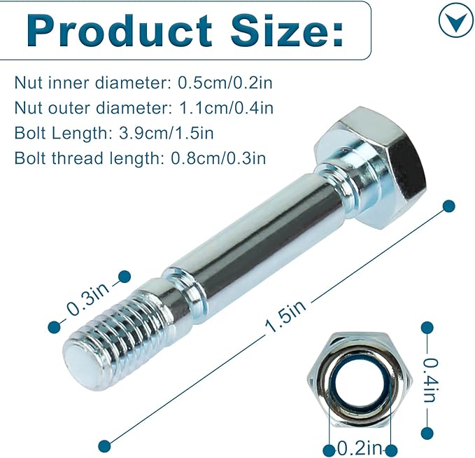 Snowblowers Shear Part 303160355P / 303160355 Compatible with Powersmart Snow Blower Shear Pins Set - 4 Pack