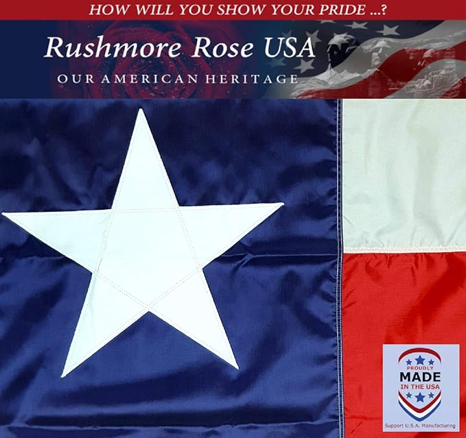 Texas Flag 5x8 – 100% Made in USA Heavy Duty Outdoor Embroidered Nylon, Large Weatherproof Texas State Flag with Brass Grommets, American Patriotic Banner for House, Ranch, School or Ceremony