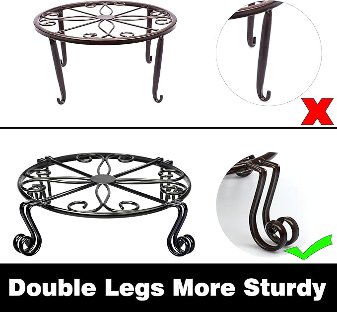 Plant Stand for Heavy Duty Potted Holder Indoor Outdoor Metal Rustproof Iron Garden Container Round Supports Rack for Planter Bronze, Pumpkin Stand Outdoor