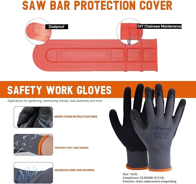 Savior 18 Inch Chainsaw Guide Bar and Chain Combo, 3/8" LP Pitch .050" Gauge 62 Drive Links Replace Oregon 180SDEA041 39272 Guide Bar, Fits Poulan Ego Greenworks Echo Kobalt and More (3 Chains+ 1 Bar)