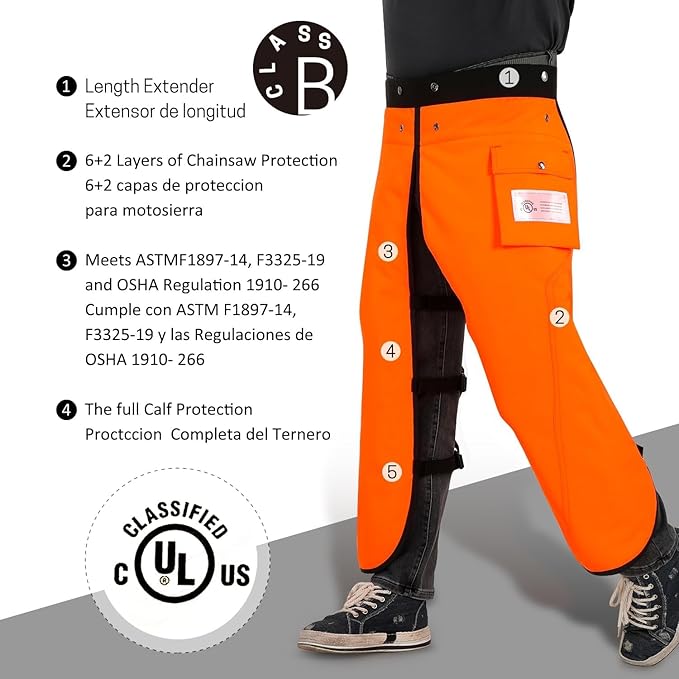 Chainsaw Chaps Apron Wrap 8-layer for Men/Women Loggers Forest Workers Protective Chain Saw Pants Adjustable