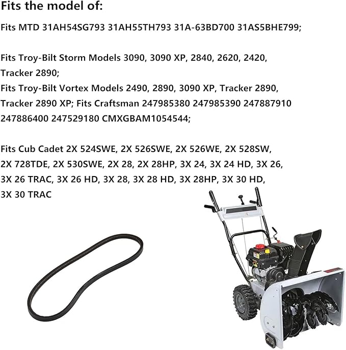 954-04195A Auger Belt 1/2" x 37" Fits MTD Cub Cadet Troy-Bilt Craftsman Snowblower 754-04195A (954-04195A)