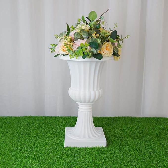 Efavormart 2 Pack - 20" PVC Urn Planter, Floral Pedestal Flower Pot White Plant Stand for Wedding, Party, Event, Home, Stage, Garden, Balcony Decoration