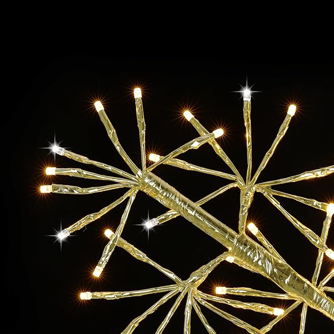 30’’ Christmas Snowflake Lights Outdoor, Pre-lit 240Pcs Warm White LEDs Hanging Golden Snowflake Decoration for Home Indoor Outdoor Window Silhouette