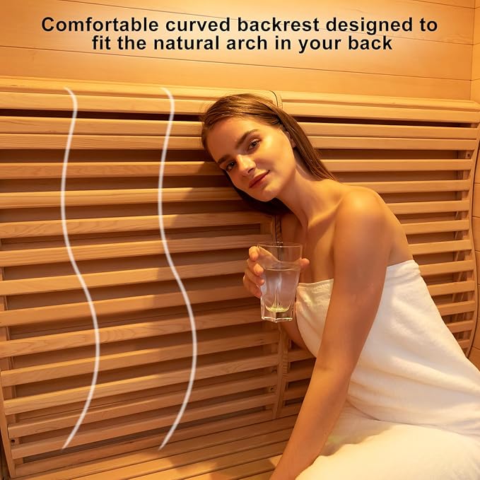 ZONEMEL Wooden Steam Sauna Room, 2 Person Canadian Hemlock Luxurious Indoor Sauna with 3.5 KW Harvia Stove Heater, Bluetooth Speaker, Sauna Stone, Wooden Bucket, Scoop, Reading Light, Hourglass,220V