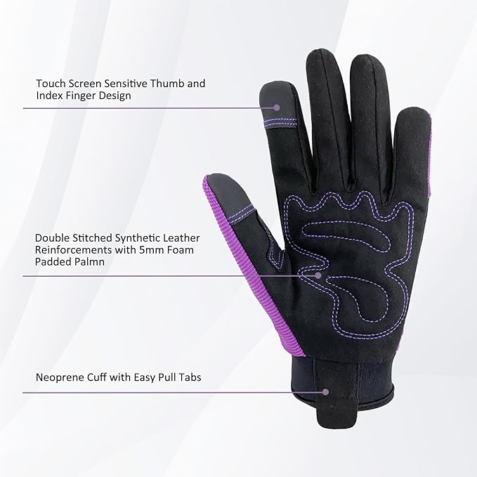 Gardening Gloves for Men and Women, Thorn Proof & Puncture Resistant Working Gloves, Gloves for Safety Work and Gardening, Gardening Gifts, Synthetic Leather Spandex Mechanic with Touchscreen Support