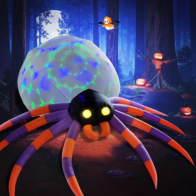 DomKom Giant 16FT Halloween Inflatable Decorations Spider, Build-in Magic LED Lights Holiday Blow Up Yard Decoration for Halloween Holiday Party Outdoor,Garden Yard Lawn Decor