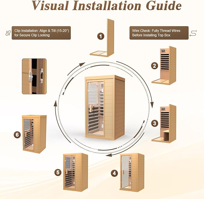Upgraded 1 Person Sauna Infrared Sauna with Backrest, Hemlock Dry Sauna Indoor Wood Sauna for Home, 1062W 110V Low EMF Far Infrared Sauna with Integrated Speakers, Reading Lamp (Brown)