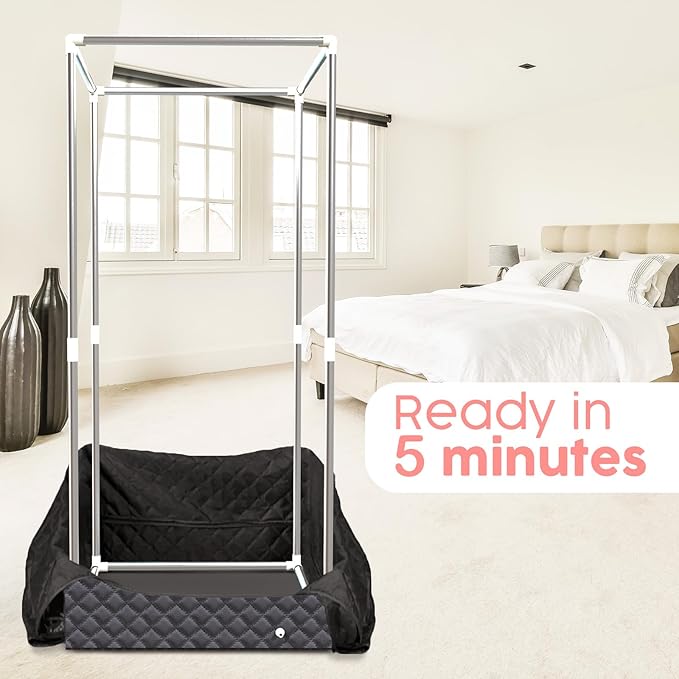 Adamson Full Size Portable Steam Sauna - Indoor Sauna Tent for Home Spa Relaxation - 2.6L 1000W Steamer - Boost Health and Recovery - Chair - Remote - Foot Massager