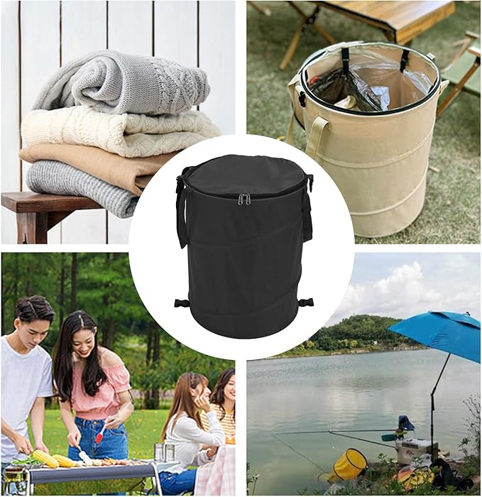 Zunate Collapsible Garden Waste Bag, 24 Gallon, Reusable Outdoor Trash Can with Lid