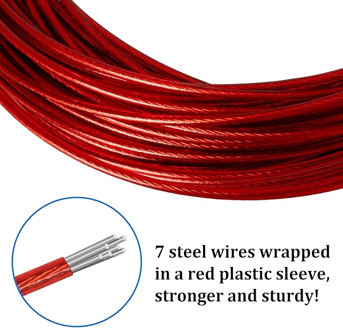 Belleone Swimming Pool Cover Cable and Winch Kit - 100ft Plastic-Coated Steel Pool Cover Wire & Aluminum Spring Loaded Pool Cover Ratchet for Above Ground Swimming Pool Winter Safe