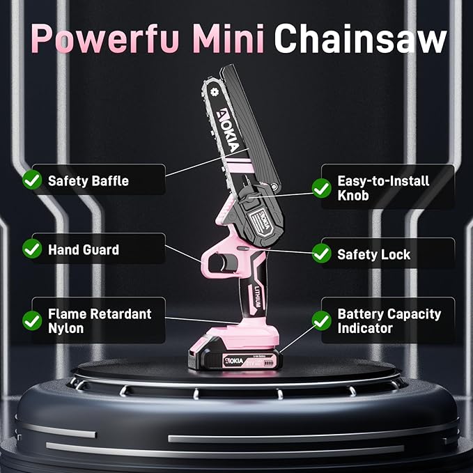 Mini Chainsaw, 6 inch Mini Chainsaw Cordless, Small Hand held Electric Power Chain Saw 2 Battery Powered Operated, Household and Garden for Tree Trimming Wood Cutting, Gifts for Father Husband Men