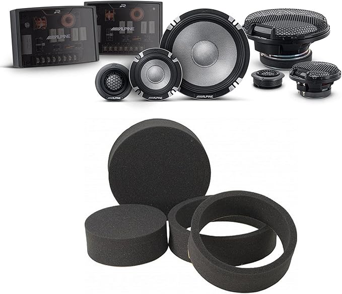 Alpine R2-S653 High-Resolution 3-Way Speaker Set/Pro Series with RKFR65 3-Piece Foam Fast Ring Speaker Enhancement