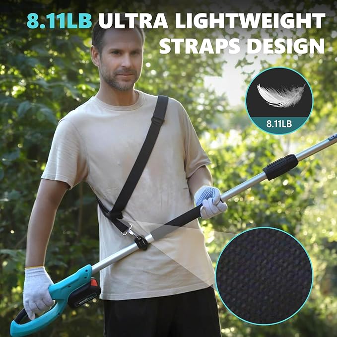 8-Inch Cordless Pole Saws 20V Electric Pole Saw for Tree Trimming Pole Chainsaw with 2.0Ah Battery & Charger 9.5 Ft MAX Reach Pole Chainsaw for Branch Cutting