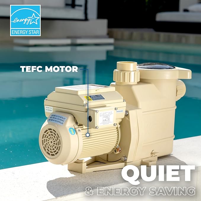 XtremepowerUS 2HP Pool Pump, Variable Speed Inground/Aboveground, Filter Energy Star Certified, 1-1/2” & 2” Pipe Adapters