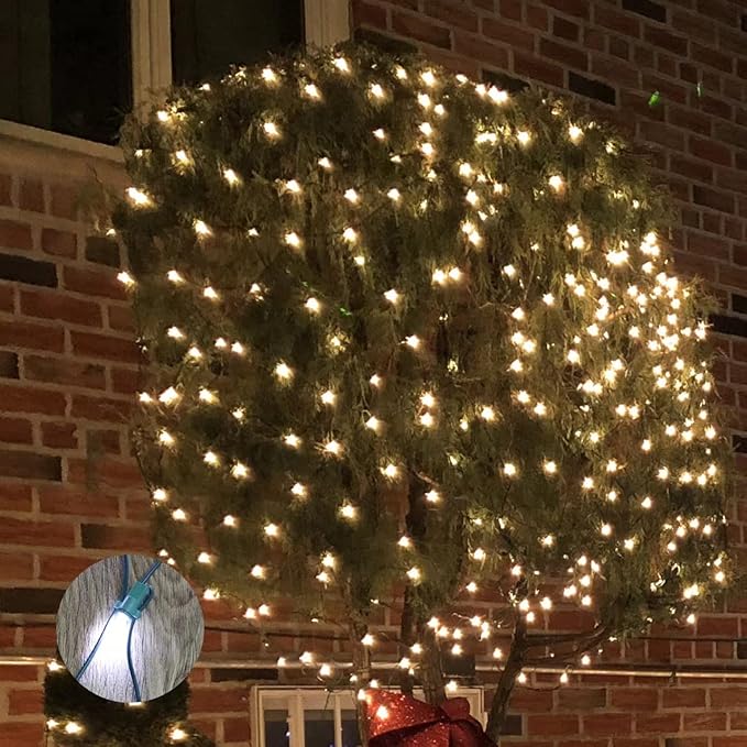 Led Christmas Net Lights Outdoor Christmas Decorations Lights 150LED 6ftx4ft, Connectable Outdoor Fairy Mesh String Lights for Party, Holiday, Wedding, Tree, Bushes Decorations (Warm White)