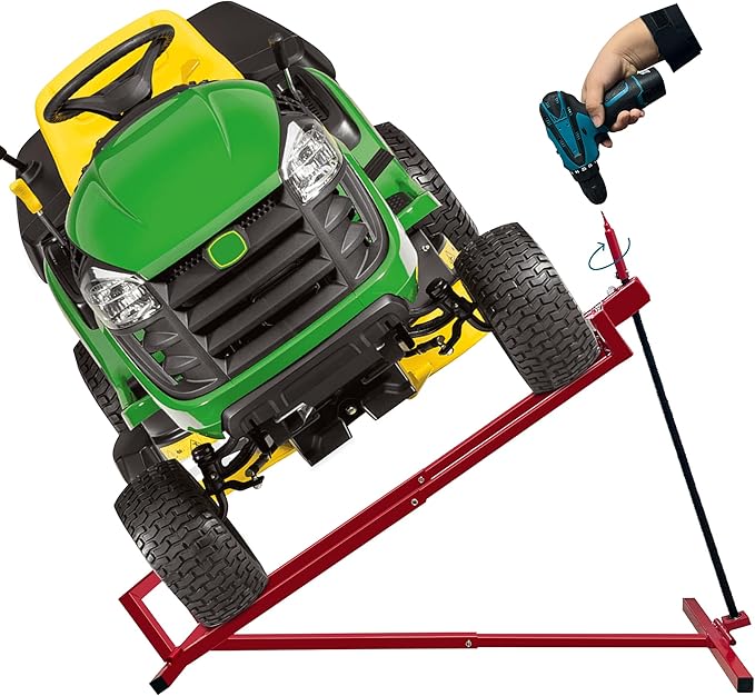 Lawn Mower Lift Jack-890 Lbs Capacity Lifting Platform Telescopic Maintenance Jack Tools Repair Bracket for Garden Tractors and Riding Lawn Mowers with Manual Handle & Power Tool Extension Handle