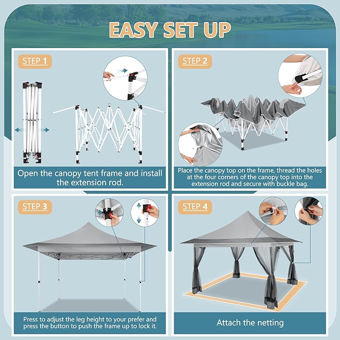 COBIZI 12x12 Pop Up Gazebo On Clearance Canopy Tent Easy Up Outdoor Gazebo Waterproof Upgrade with Mosquito Nettings and Carry Bag for Patio Garden Lawn