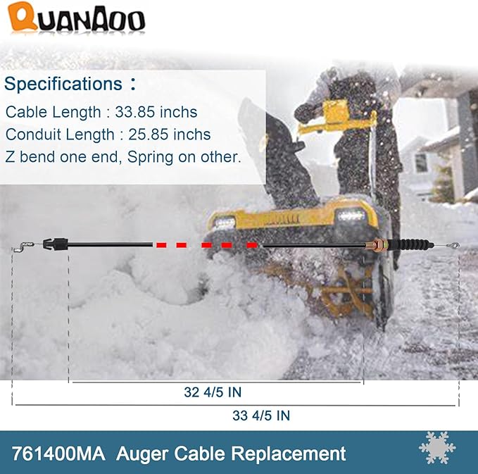 Auger Control Cable 761400MA for Craftsman Murray 627104X8 Snow Blower Snow Thrower Replace 340373 Auger Clutch Cable