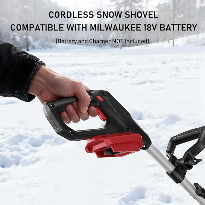 12" Cordless Snow Shovel Compatible with Milwaukee 18V Battery (Tool Only), Brushless Electric Snow Blower Thrower, LED Light, Ergonomic, for Driveway, Sidewalk, Walkway, Deck