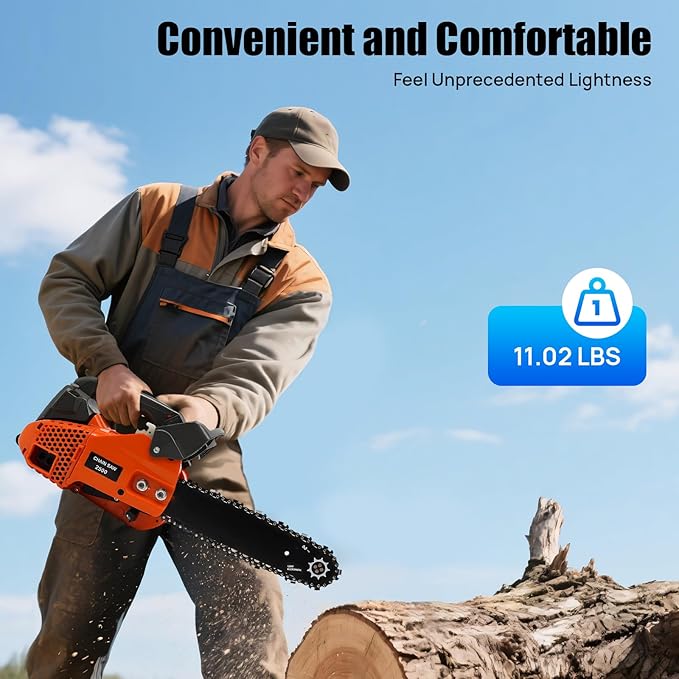 12 Inch Gas Chainsaw 25.4CC 900W Petrol Chainsaw 2-Stroke Gass Chain Saws, Engine Chain Saw Set Gas Chainsaws for Cutting Wood Outdoor Home Farm Us (Red)