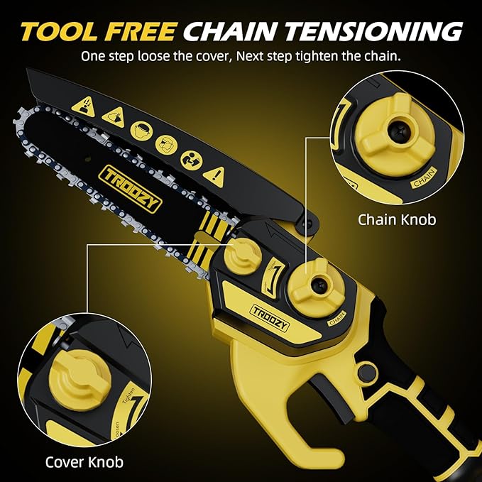 2-in-1 Cordless Pole Saw & Mini Chainsaw – 6-Inch Powerful Brushless Motor, Electric Tree Trimmer & Wood Cutter for Outdoor Pruning and Wood Cutting, Battery Included