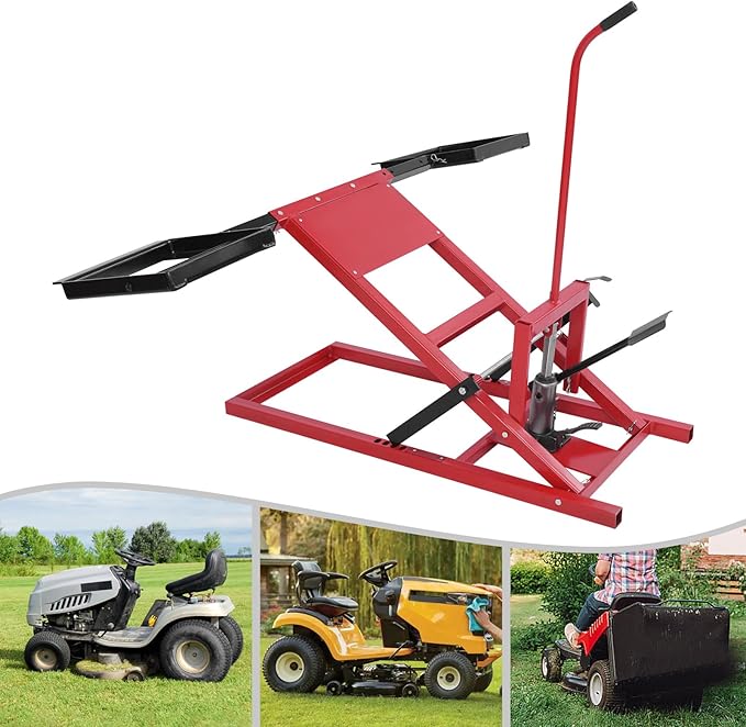 Hydraulic Cylinder Lift Jack for Zero Turn Radius Riding Lawn Mower Maintenance and Repair, Lawn Mower Lift, 500lb Lifting Capacity with Locking Bar for Added Safety