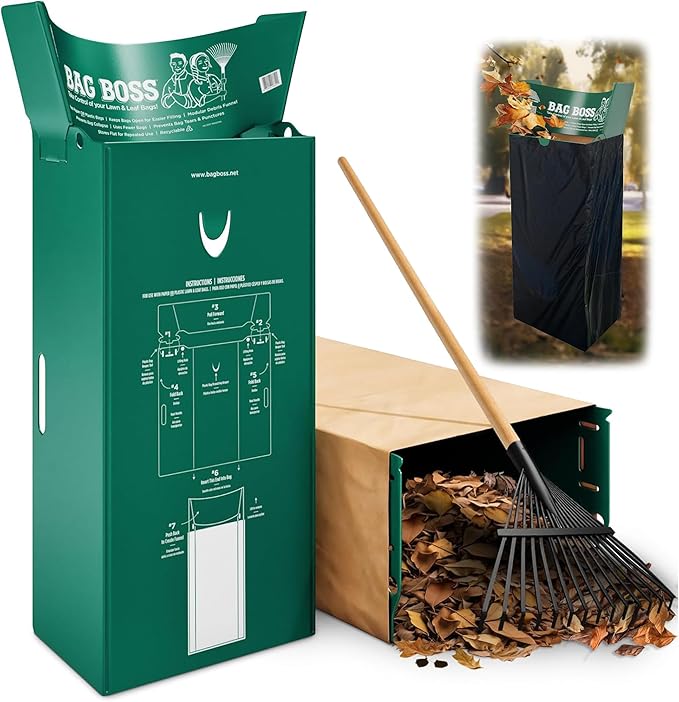 Lawn & Leaf Bag Holder Stand | Fits 33-55 Gallon Paper or Plastic Yard Waste Bags | Durable, Foldable Trash Bag Holder Stand