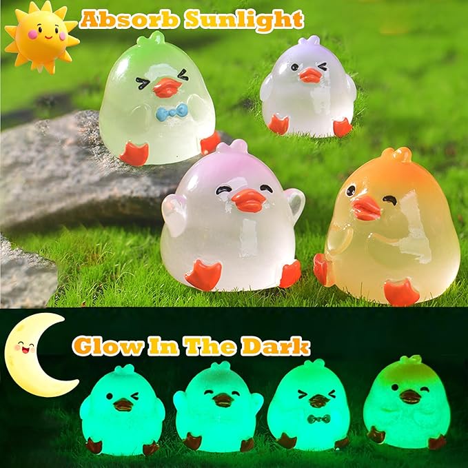 Luminous Mini Resin Figures to Hide, Tiny Resin Animals Variety Pack for Fairy Garden Accessories Outdoor, Glow in The Dark Miniature Figurines for Fish Tank Decorations 40 pcs