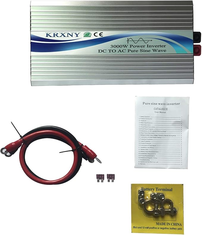 3000W Off Grid Pure Sine Wave Power Inverter 48V DC to 110V 120V AC with LCD Display for RV Camping Truck Home Solar