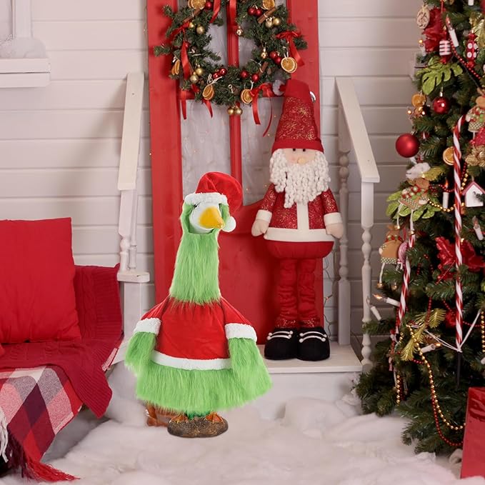 Cozypower Christmas Porch Goose Outfits Clothes for Plastic 23'' Cement Goose Duck Lawn Yard Decorations(Novelty Style)