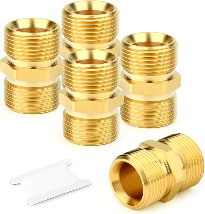 GASHER 5Pcs Brass M22 Pressure Washer Fitting,M22-14mm Male x M22-14mm Male Thread Fittings,For Pressure Washer Hose