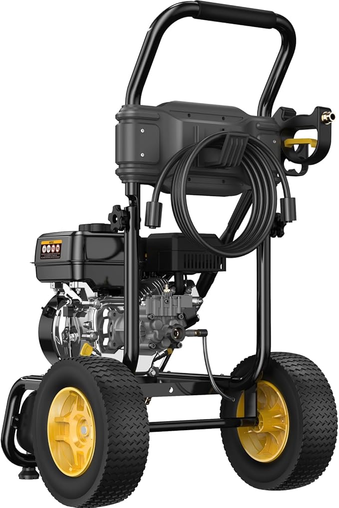 BLUBERY Gas Pressure Washer, 3500 PSI Pressure Washer，2.6 GPM Heavy Duty Power Washer, 30 feet Pressure Hose&Soap Tank,4-Stroke OHV 212cc Engine,Portable Industrial Style,Black
