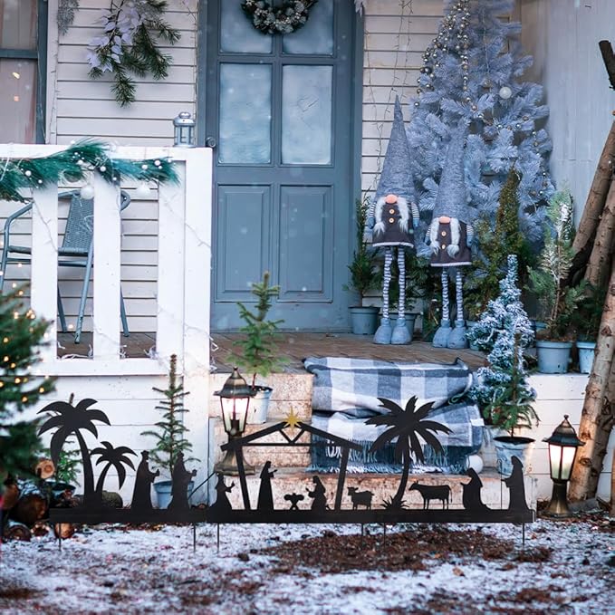 hogardeck Nativity Set for Christmas, 48" 3 Pcs Metal Nativity Scene Decorative Garden Stakes for Outdoor Christmas Decorations, Holy Family Manger Scene Nativity Sets Yard Signs for Garden Lawn Patio