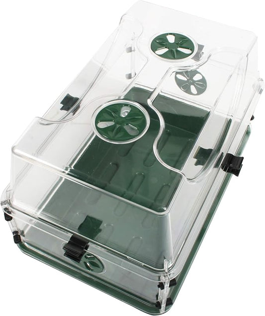 EarlyGrow Medium Seed and Herb Domed Propagator with Vented Side Height Extension and Security Clip Set,Green