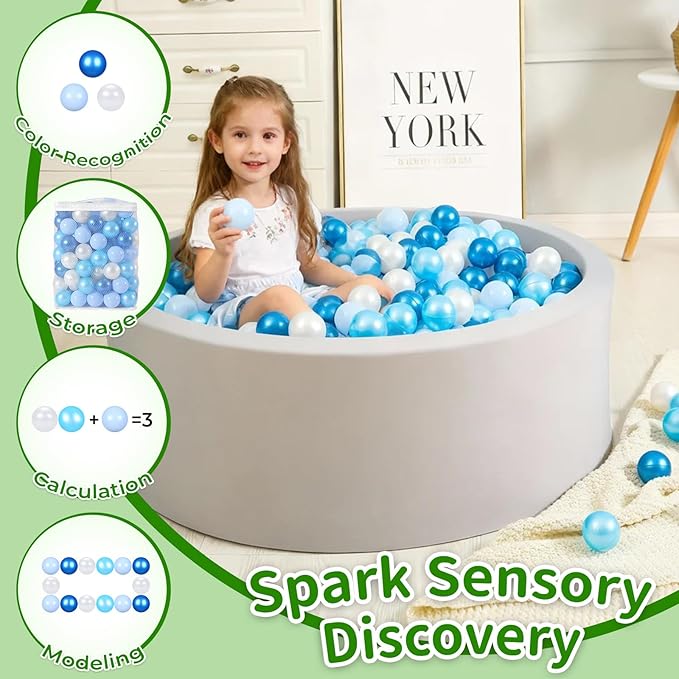 TRENDPLAY Plastic Balls for Ball Pits 2.2 Inch, Pack of 50 100 200 500 Hollow Balls, Perfect for Toddler Baby Pools,Party,Festival Decoration