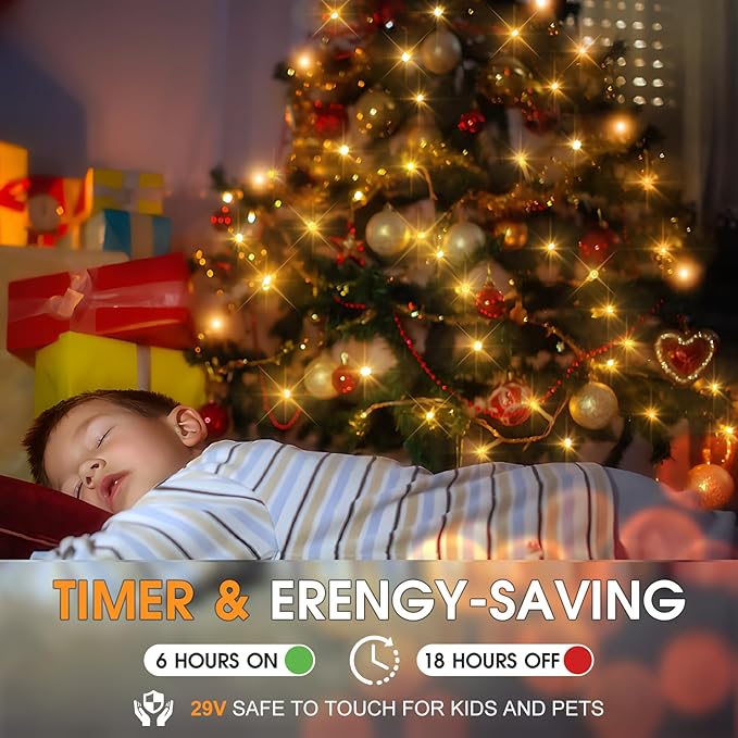 KNONEW 403FT 1000 LED Christmas Lights Outdoor String Lights 8 Modes & Timer Fairy Light Plug in Waterproof LED String Lights for Xmas Yard Tree Wedding Party Holiday Decorations (Warm White)